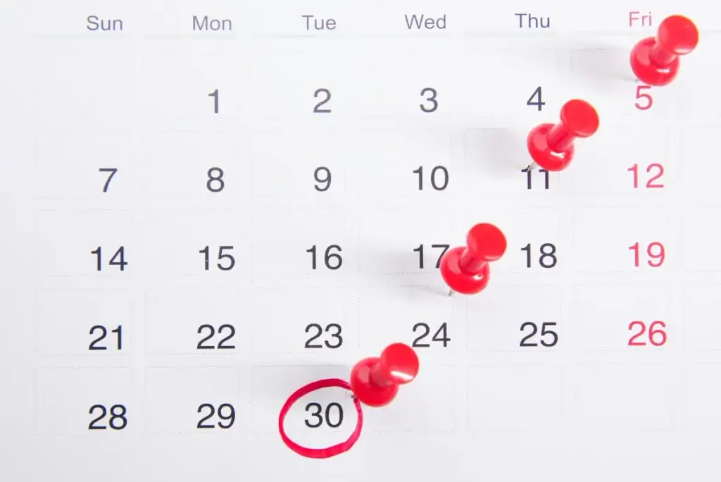 Calendar marking the three-year deadline to file a California wage claim
