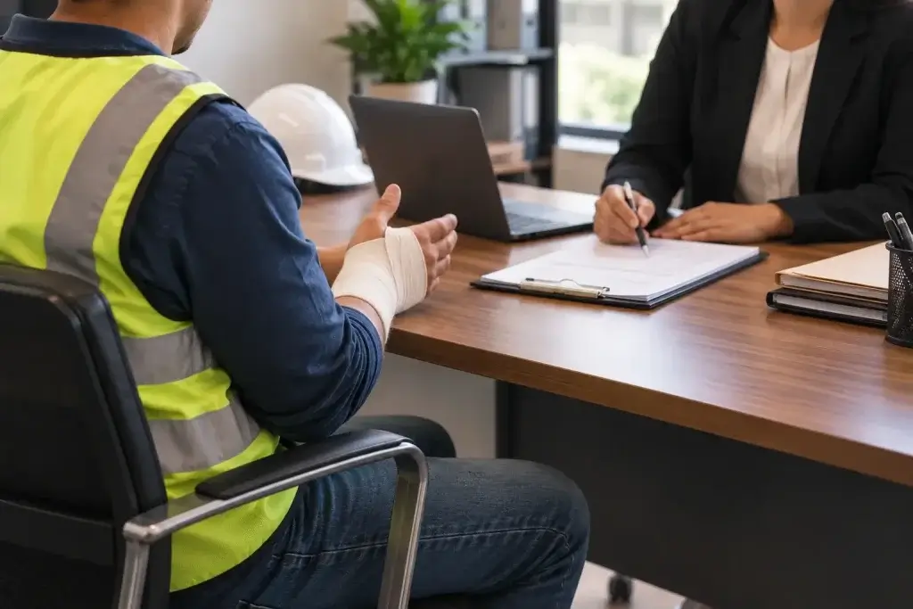 California worker reporting a workplace injury to begin a workers' compensation claim