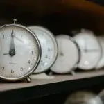 Wall clock marking work hours, full time in California